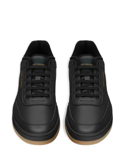 Saint Laurent Leather Logo Sneakers Sl61 In Black