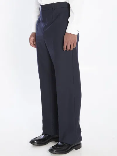 Saint Laurent Midnight Blue Wool Pant In Black