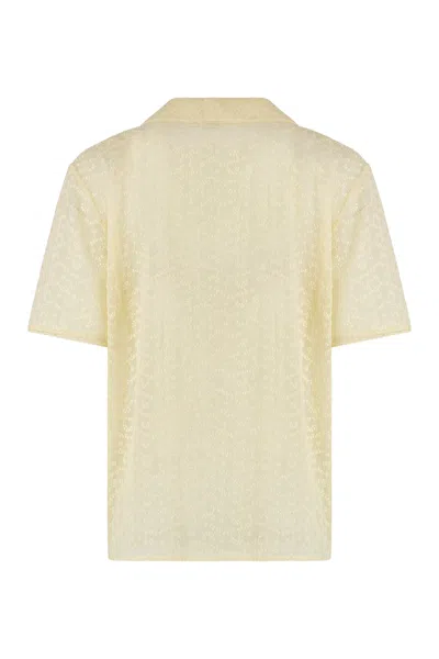 Saint Laurent Cotton Blend Pyjama Set With Collared Neck In Neutral