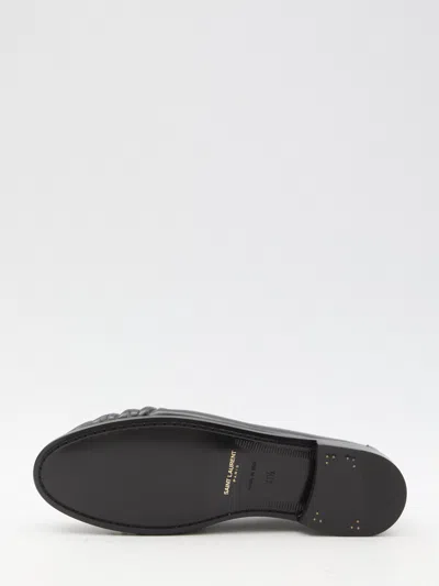 Saint Laurent Black Nappa Leather Loafers In Animal Print