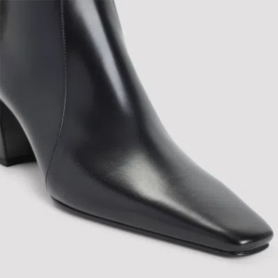 Saint Laurent Ankle Block Heel Square Toe Boot In Black