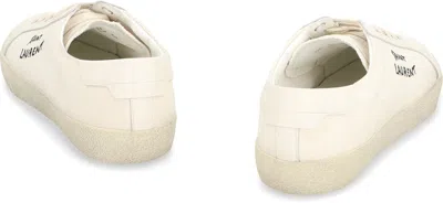 Saint Laurent Court Classic Distressed Logo-embroidered Canvas And Leather Sneakers