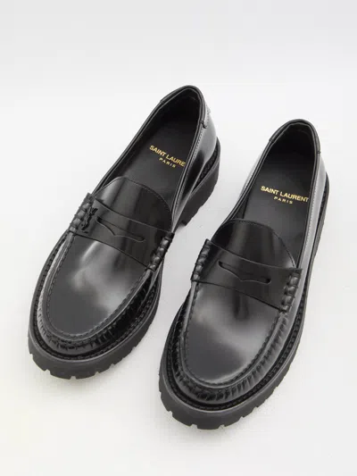 Saint Laurent Black Leather Le Loafers Loafers In Black