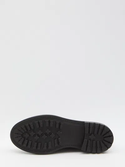Saint Laurent Smooth Leather Linen Derbies Shoes In Black