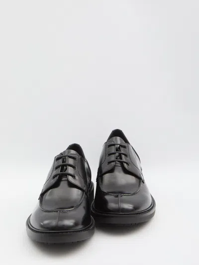 Saint Laurent Smooth Leather Linen Derbies Shoes In Black