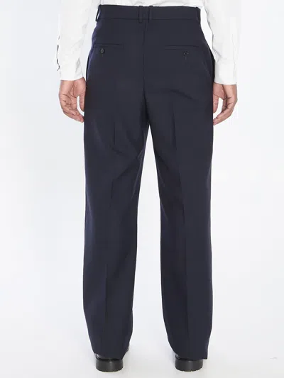 Saint Laurent Midnight Blue Wool Pant In Black