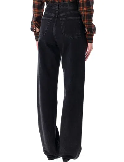 Saint Laurent V-waist Jeans With A Wide-leg Cut In Blue