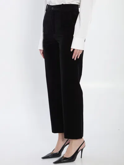 Saint Laurent Velvet Trousers Featuring Pockets In Black