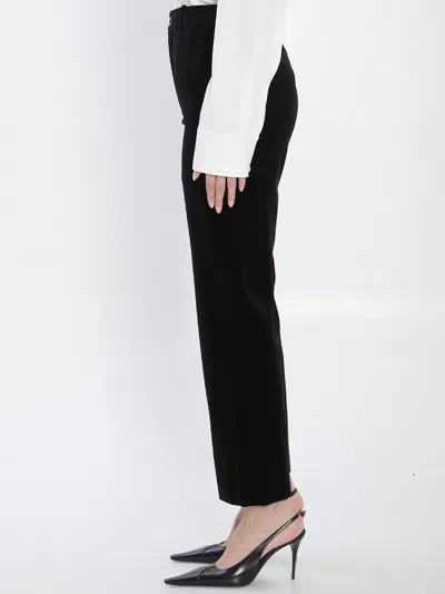 Saint Laurent Velvet Trousers Featuring Pockets In Black