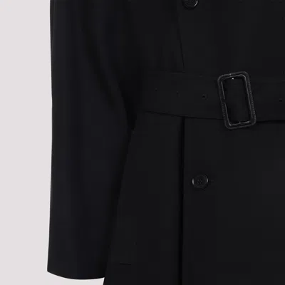 Saint Laurent Double-breasted Long Coat In Grain De Poudre