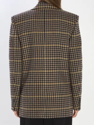 Saint Laurent Wool Double Breasted Jacket In Multi