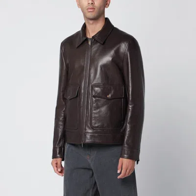 Salvatore Santoro Long-sleeved Zip-up Leather Jacket In Brown