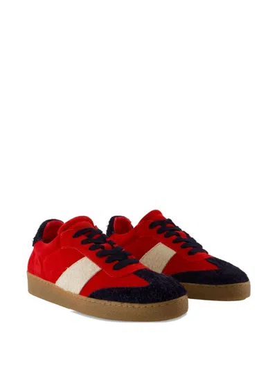 Samsoe & Samsoe Lambskin Panel Sneakers In Red