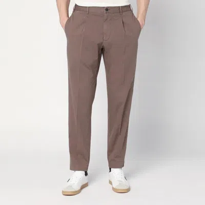 Santaniello Dove Grey Cotton Trousers In Brown