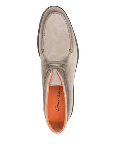 Santoni Ankle Boots Lace-up Round Toe In Neutral