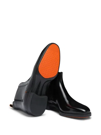 Santoni Easy Ankle Boots Made Of Leather In Black