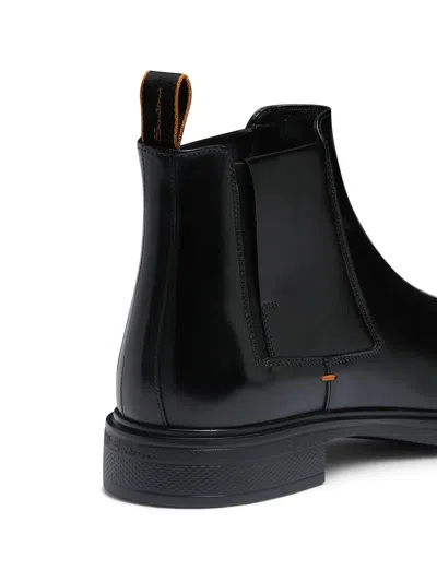 Santoni Easy Ankle Boots Made Of Leather In Black