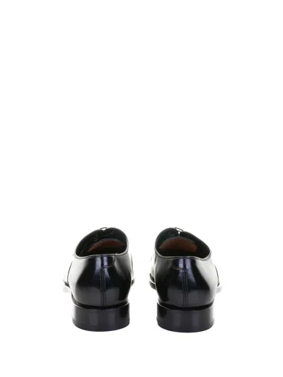Santoni Black Leather New Linger Lace-up Shoes