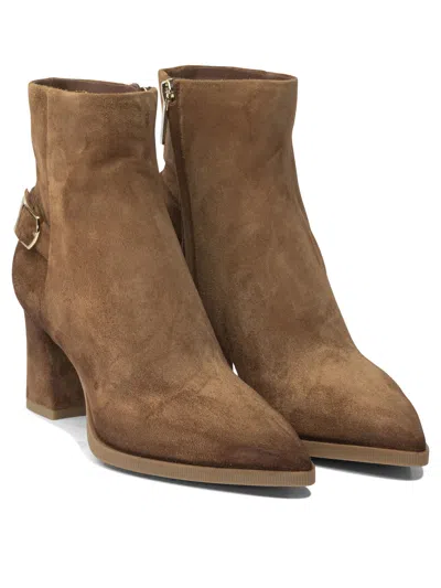 Santoni Suede Ankle Boots 65mm In Brown