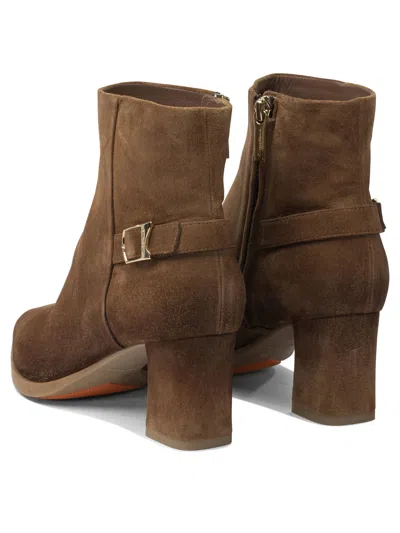Santoni Suede Ankle Boots 65mm In Brown