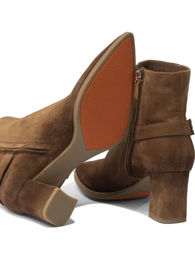 Santoni Suede Ankle Boots 65mm In Brown