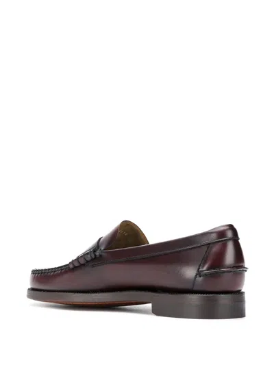 Sebago Leather Dan El Paso Loafers With Penny Strap In Brown