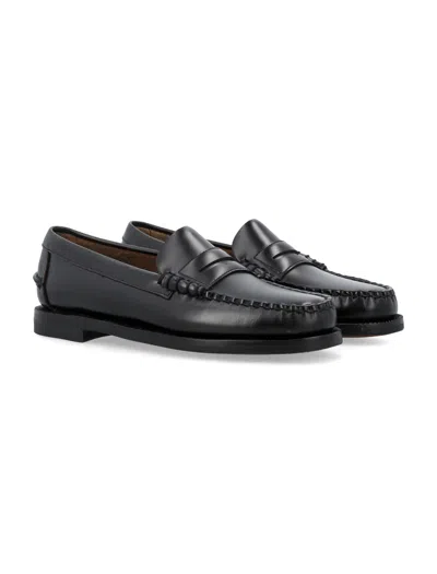 Sebago Classic Leather Loafers With Polished Finish In Black