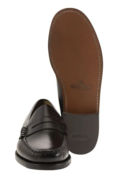 Sebago Classic Leather Loafers With Polished Finish In Black