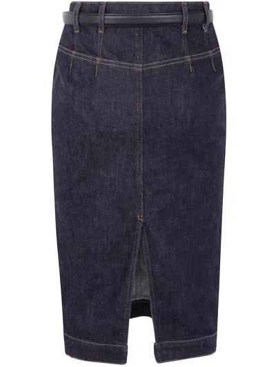 Self-portrait Denim Midi Skirt