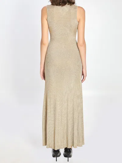 Self-portrait Womens Gold Sleeveless Buttoned Lurex Knit Maxi Dress In Brown