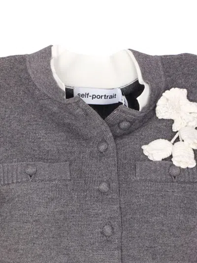Self-portrait Grey Crochet Flower Cardigan Clothing