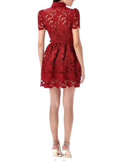 Self-portrait Lace Mini Dress With Collar In Red