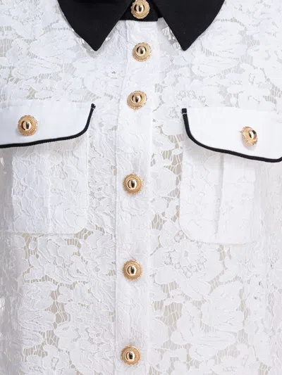 Self-portrait Lace Collar Top With Floral Detailing In White