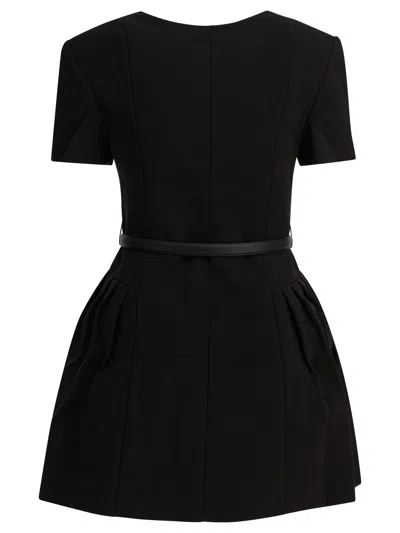 Self-portrait Double-breasted Short-sleeves Mini Dress In Black