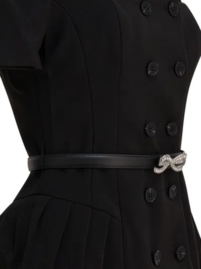 Self-portrait Double-breasted Short-sleeves Mini Dress In Black