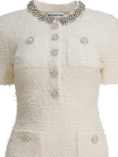 Self-portrait Short Knit Dress In Neutral