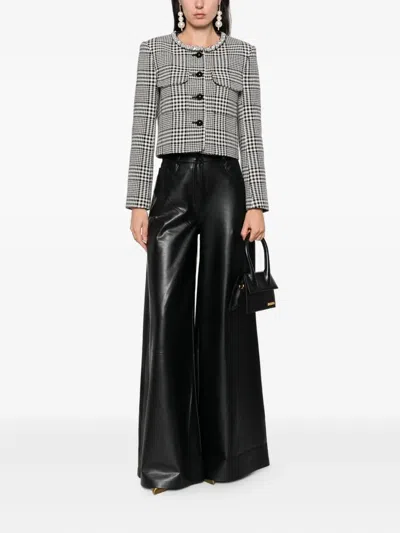 Self-portrait Wool Blend Checked Jacket In Black