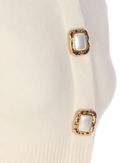 Self-portrait Womens Cream Cropped Embellished Stretch-wool Blend Cardigan