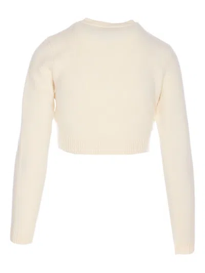 Self-portrait Womens Cream Cropped Embellished Stretch-wool Blend Cardigan