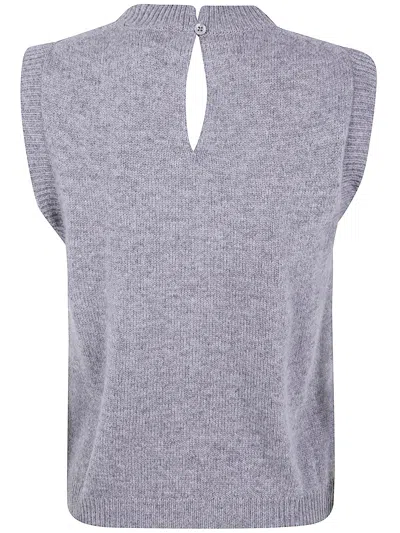 Semicouture Elegant Light Grey Gilet With Crystal Embellishments In Gray