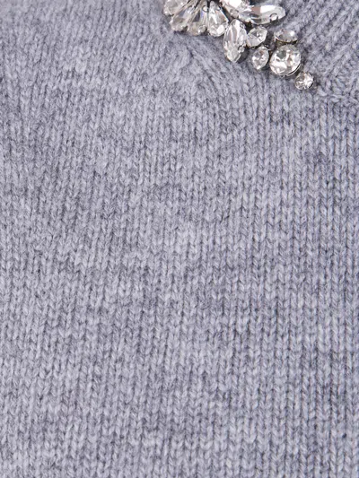 Semicouture Elegant Light Grey Gilet With Crystal Embellishments In Gray