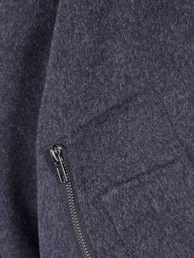 Semicouture Ribbed Bomber Jacket With Multiple Pockets In Gray