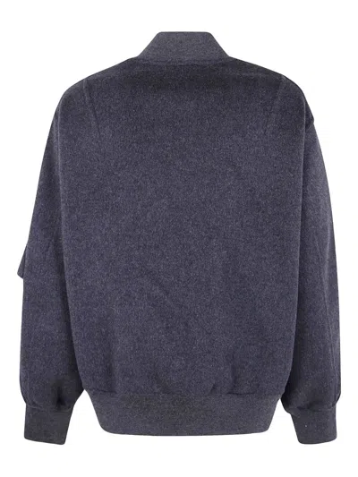 Semicouture Ribbed Bomber Jacket With Multiple Pockets In Gray