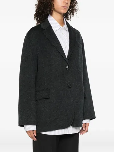 Semicouture Buttoned-up Flap-pocket Blazer In Black