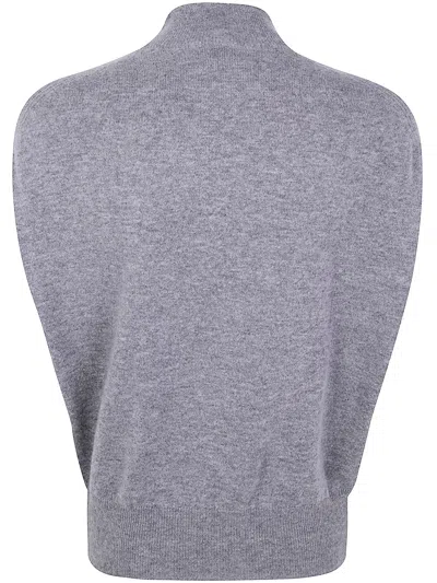 Semicouture Half Neck Sleeveless Sweater In Verity Vest Pattern In Gray
