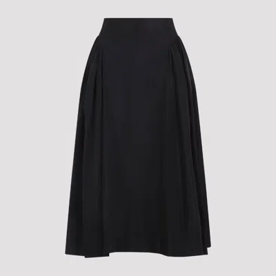 Simone Rocha High-waisted Midi Skirt With Gathered Pleats In Black