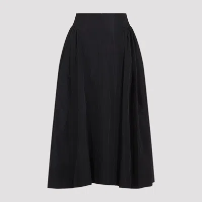 Simone Rocha High-waisted Midi Skirt With Gathered Pleats In Black