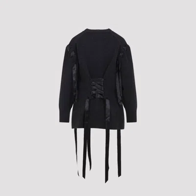 Simone Rocha Sculpted Ribbon Corset Detail Cardigan In Black