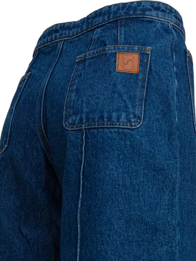 Soeur Wide-leg Denim Trousers Back Pockets In Blue