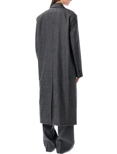 Soeur Double Breasted Coat Flap Pockets In Gray